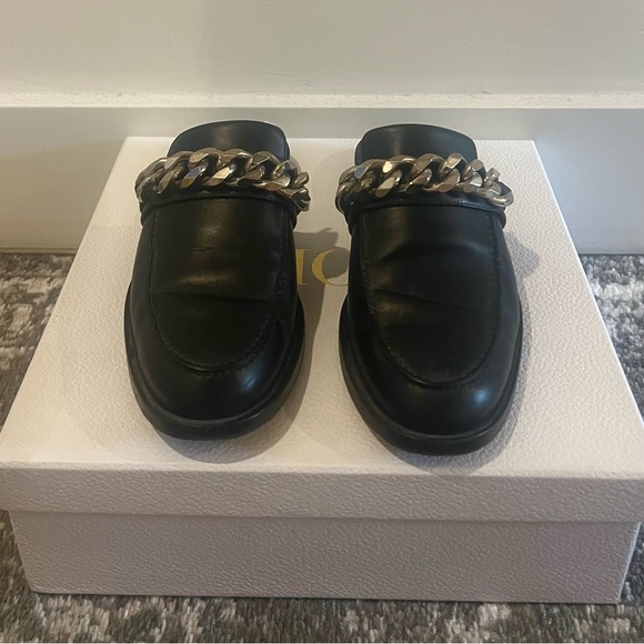 Givenchy Black Slip On Mule Loafers with Chain Link - Picture 4 of 4